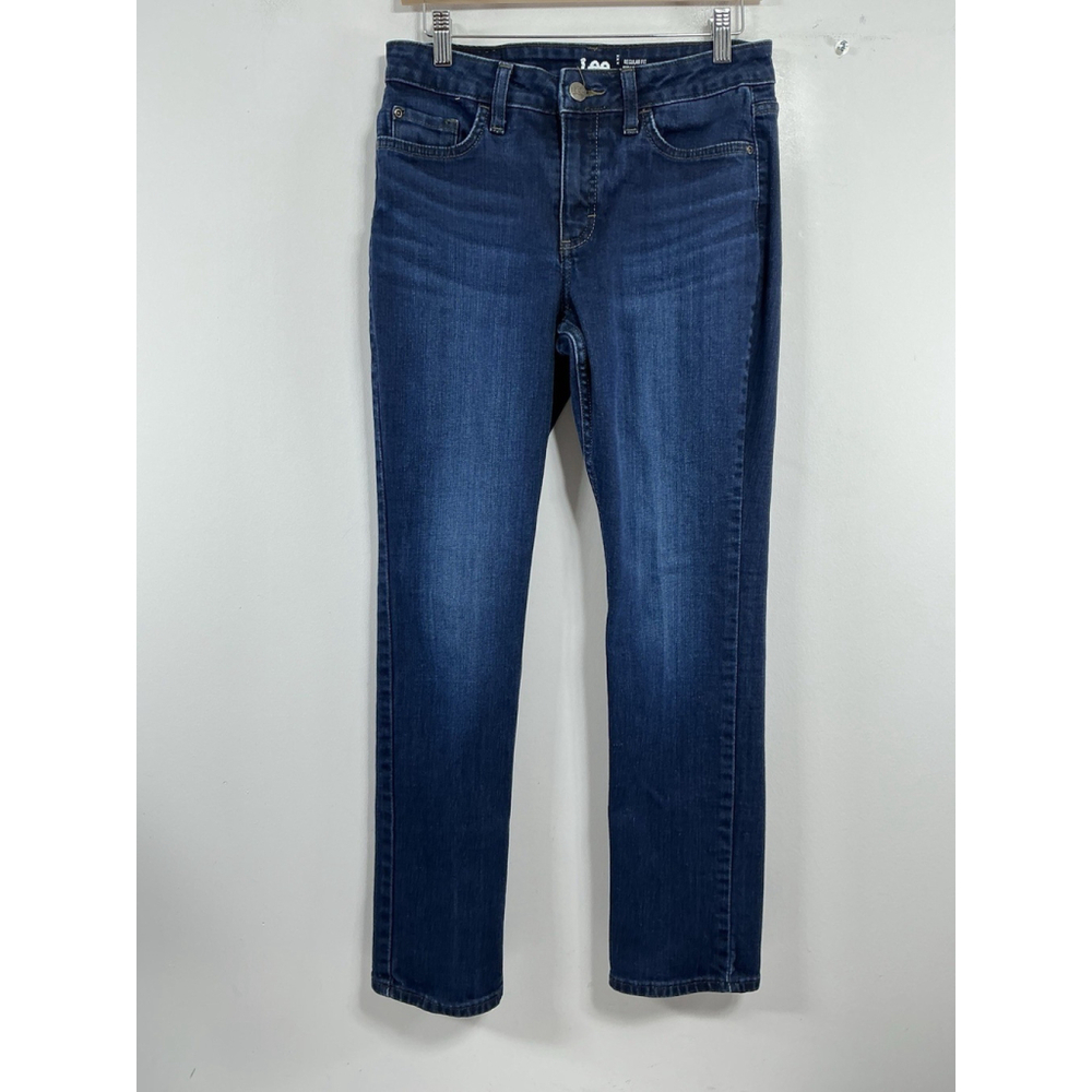 Womans Excellent Condition Lee Regular Fit Straight Leg Blue Jeans 6 M 00117/P-3